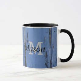 Beliebtes rustikales Holz Mantel Custom Blue Tasse