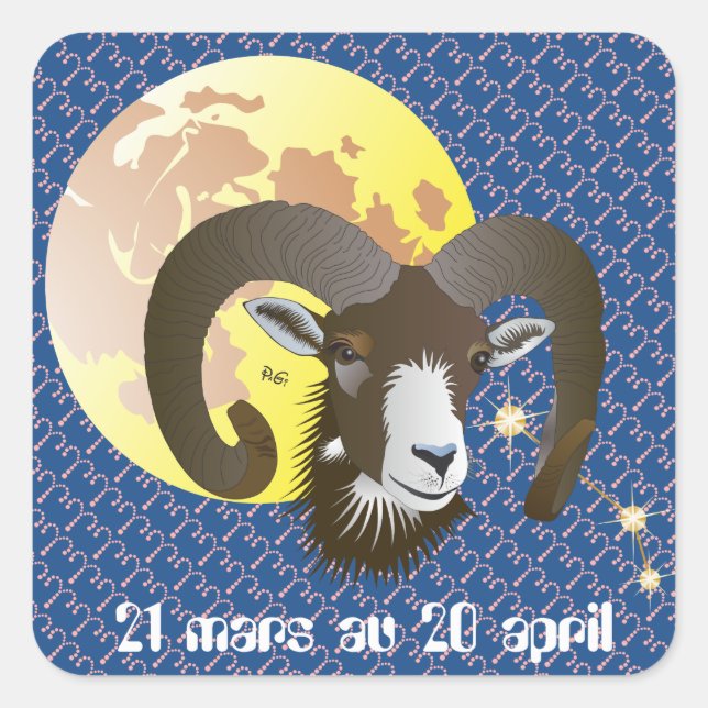 Bélier 21 mars au 20 avril Autocollants Quadratischer Aufkleber (Vorderseite)