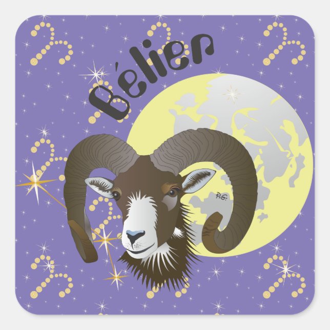 Bélier 21 mars au 20 avril Autocollants Quadratischer Aufkleber (Vorderseite)