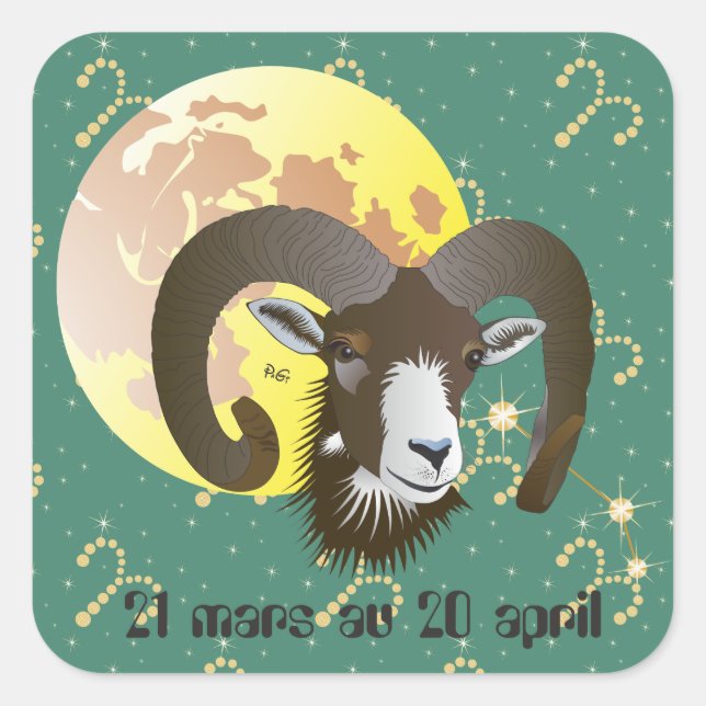 Bélier 21 mars au 20 avril Autocollants Quadratischer Aufkleber (Vorderseite)