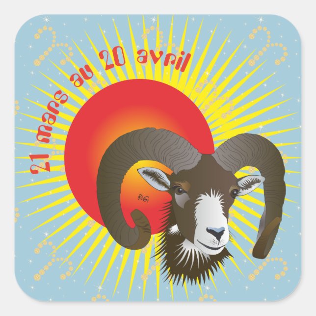 Bélier 21 mars au 20 avril Autocollants Quadratischer Aufkleber (Vorderseite)
