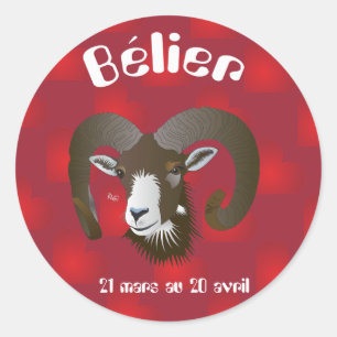 Bélier 21 mars au 20 avril Autocollants Runder Aufkleber