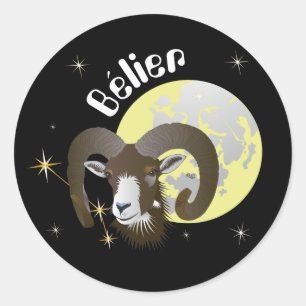 Bélier 21 mars au 20 avril Autocollants Runder Aufkleber
