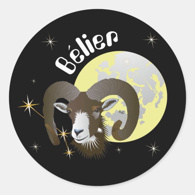 Bélier 21 mars au 20 avril Autocollants Runder Aufkleber (Vorderseite)