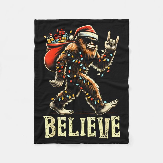 Believe Bigfoot Sasquatch Santa Reindeer Christmas Fleecedecke (Vorderseite)