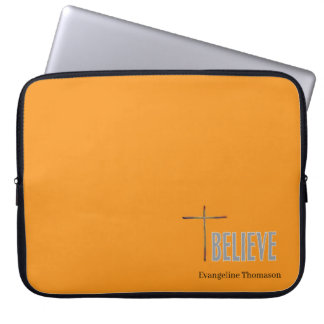 Believe Christian Cross Custom Name Ladies Laptopschutzhülle