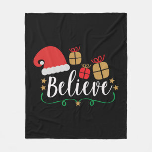 Believe - Christmas Believe, Santa Hat, Santa Fleecedecke