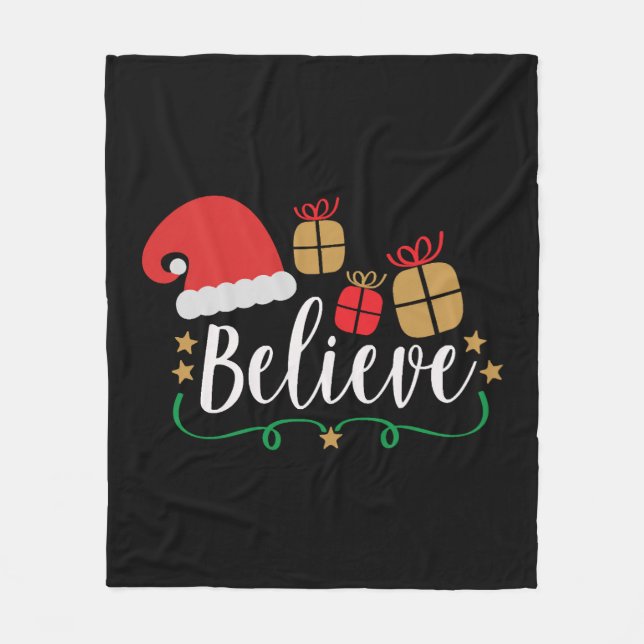 Believe - Christmas Believe, Santa Hat, Santa Fleecedecke (Vorderseite)