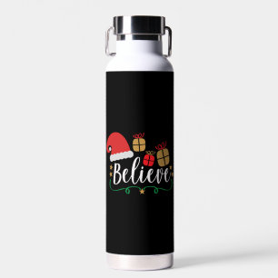 Believe - Christmas Believe, Santa Hat, Santa Trinkflasche