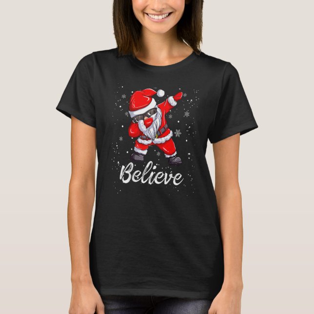 Believe Christmas Dabbing Santa Claus Kids Boys T-Shirt (Vorderseite)