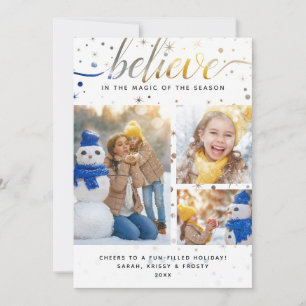 BELIEVE Fotokarte mit farbentsprechender Typografi Feiertagskarte