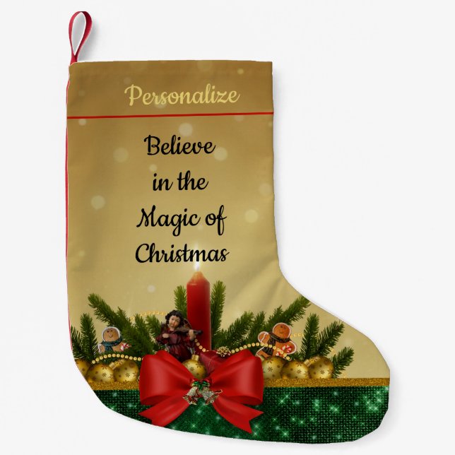 Believe in Magic of Christmas Quote Personalized  Kleiner Weihnachtsstrumpf (Vorderseite)