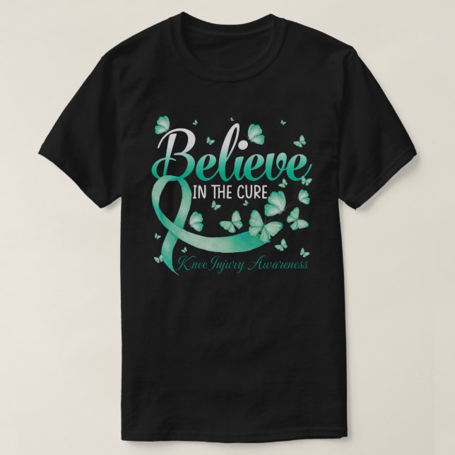 Believe In The Cure Knee Injury Awareness Butterfl T-Shirt (Design vorne)