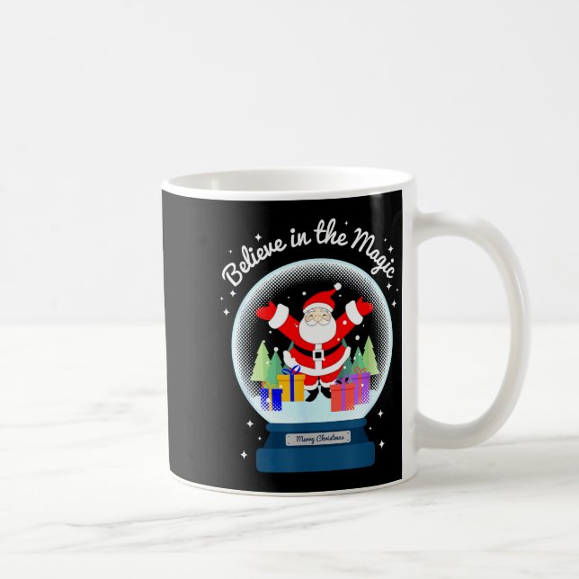 Believe In The Magic Merry Christmas Santa Snow Gl Kaffeetasse (Rechts)