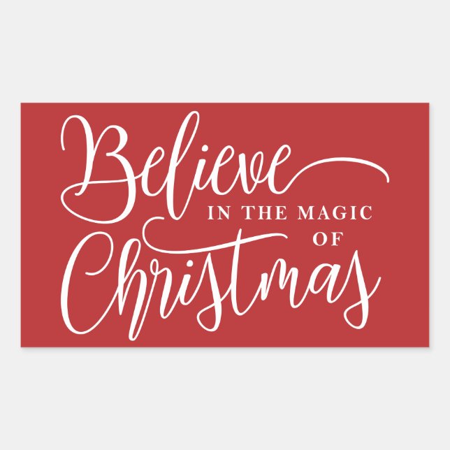 Believe in the magic of Christmas red Rechteckiger Aufkleber (Vorderseite)