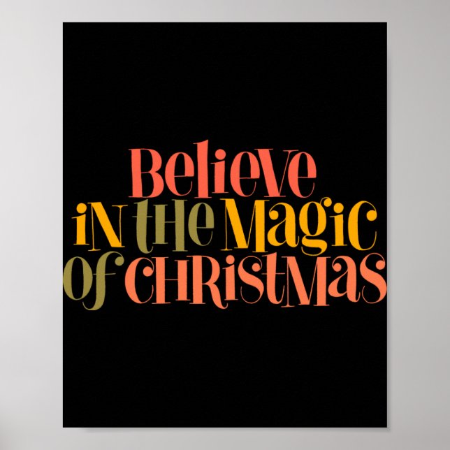 Believe In The Magic Of Christmas Retro Style T Sh Poster (Vorne)