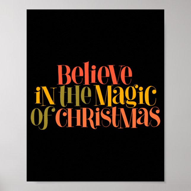Believe In The Magic Of Christmas Retro Style T Sh Poster (Vorne)