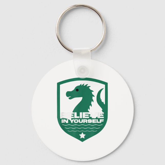 Believe In Yourself Funny Motivational Loch Ness M Schlüsselanhänger (Vorderseite)