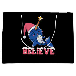 Believe Narwhal Christmas Snow Fairy Lights Große Geschenktüte
