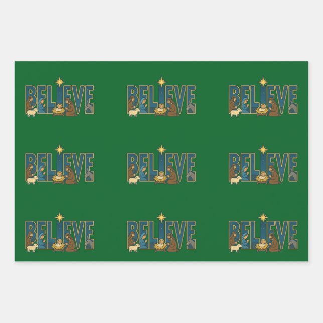 Believe nativity  geschenkpapier set (Vorderseite)