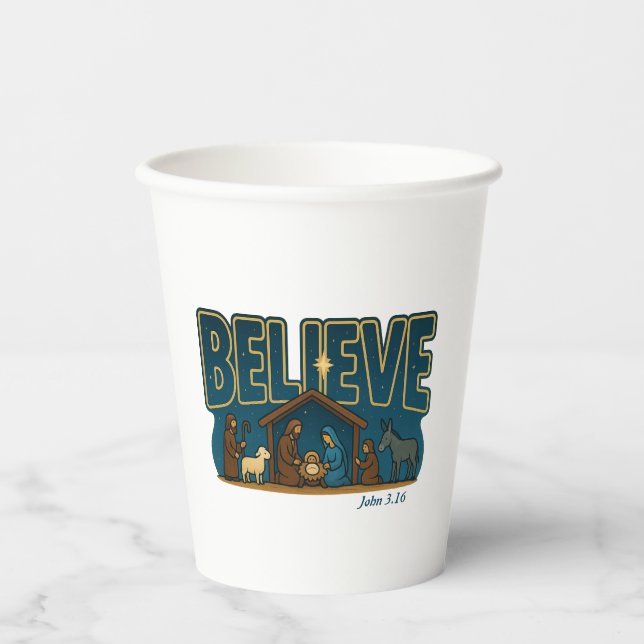 Believe Nativity Pappbecher (Vorderseite)