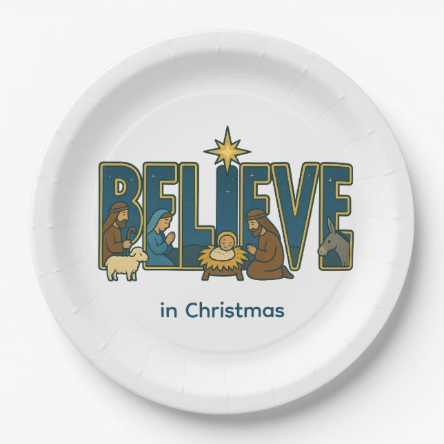 Believe nativity  pappteller (Vorderseite)