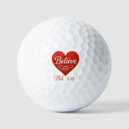 Believe red and white heart golfball