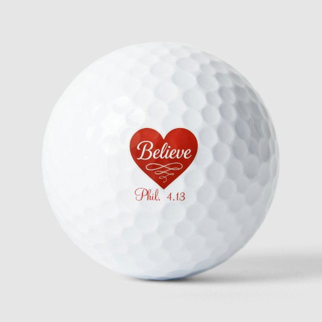 Believe red and white heart golfball (Vorderseite)