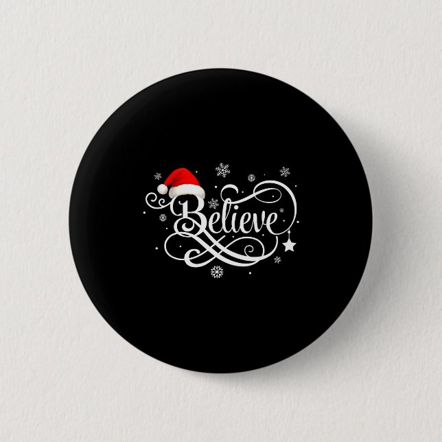 Believe Santa Claus Believe Christmas Matching Paj Button (Vorderseite)