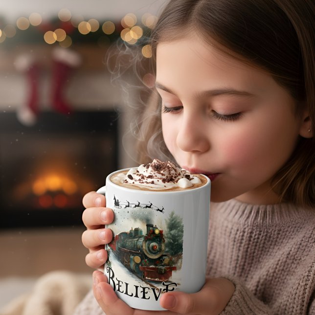 Believe Train Christmas Holiday Train Gift Lovers Kaffeetasse (Von Creator hochgeladen)
