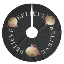 BELIEVE Typografie mit Weihnachts-Jingle-Bells Polyester Weihnachtsbaumdecke