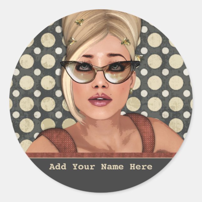 Belinda Beehive Retro Chic Personalisiert Stickers (Vorderseite)