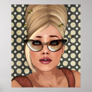 Belinda Beehive Retro Chic Poster