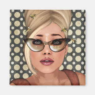 Belinda-Bienenstock-Retro schicker quadratischer Magnet