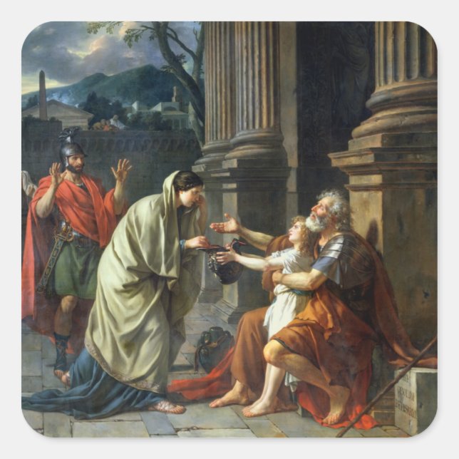 Belisarius Begging for Alms, 1781 Quadratischer Aufkleber (Vorderseite)