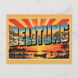 Belitung Granit Felsen Strand Vintage Reise Kunst Postkarte