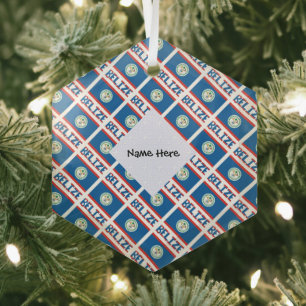 Belize and Belizean Flag Tiled with Your Name Ornament Aus Glas