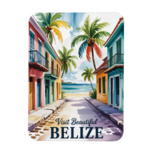 Belize Aquarell Reise Kunst Vintage Magnet