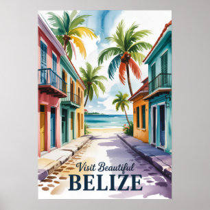 Belize Aquarell Reise Kunst Vintage Poster