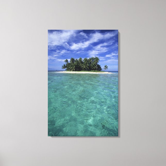 Belize, Barrier Reef, Insel oder Cay ohne Namen. Leinwanddruck (Vorderseite)