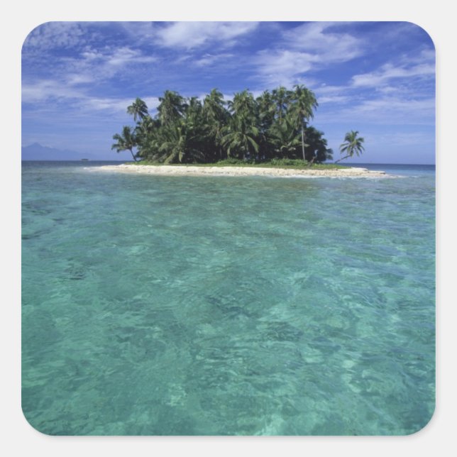 Belize, Barrier Reef, Insel oder Cay ohne Namen. Quadratischer Aufkleber (Vorderseite)