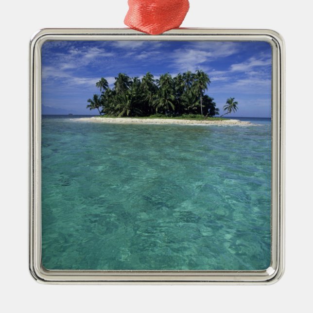 Belize, Barrier Reef, Insel ohne Namen oder Kai. Silbernes Ornament (Vorne)