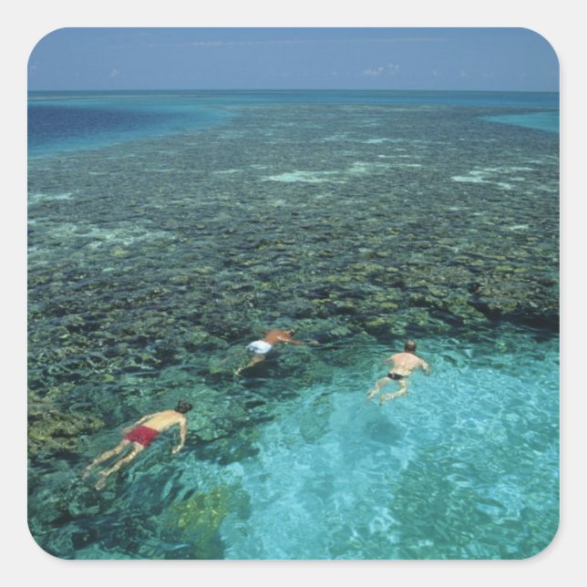 Belize, Barrier Reef, Lighthouse Reef, Blau Quadratischer Aufkleber (Vorderseite)