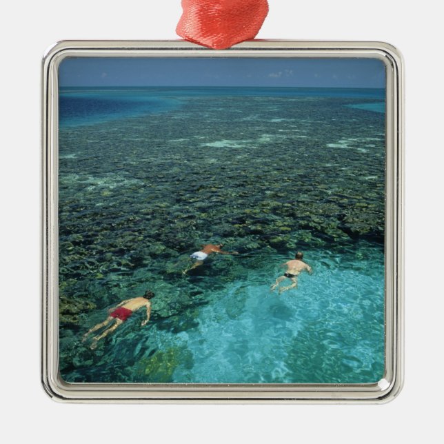 Belize, Barrier Reef, Lighthouse Reef, Blau Silbernes Ornament (Vorne)