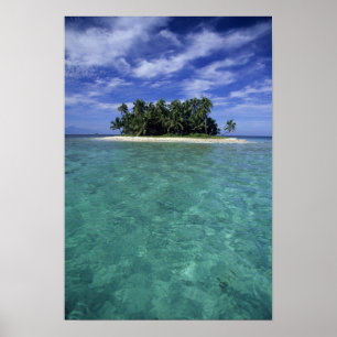 Belize, Barrier Reef, Unbenannte Insel oder Cay. Poster