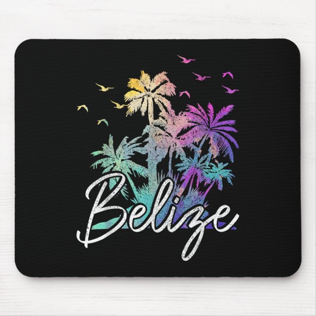 Belize Beach Vintag Palm Tree Urlaub Mousepad (Vorne)