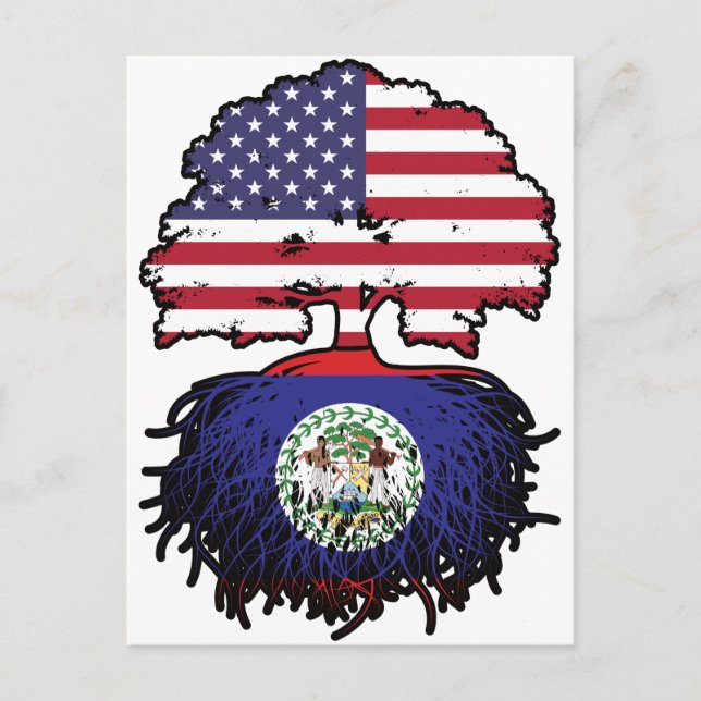 Belize Belizean American USA Tree Roots Flag Postkarte (Vorderseite)