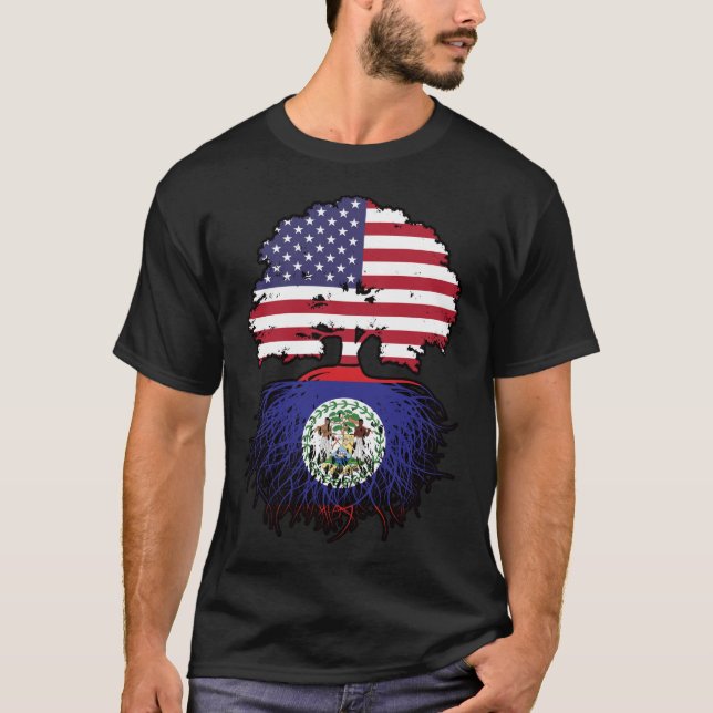 Belize Belizean American USA Tree Roots Flag T-Shirt (Vorderseite)