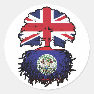 Belize Belizean British UK Tree Roots Flag Runder Aufkleber