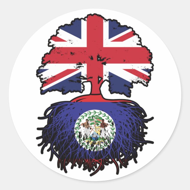 Belize Belizean British UK Tree Roots Flag Runder Aufkleber (Vorderseite)